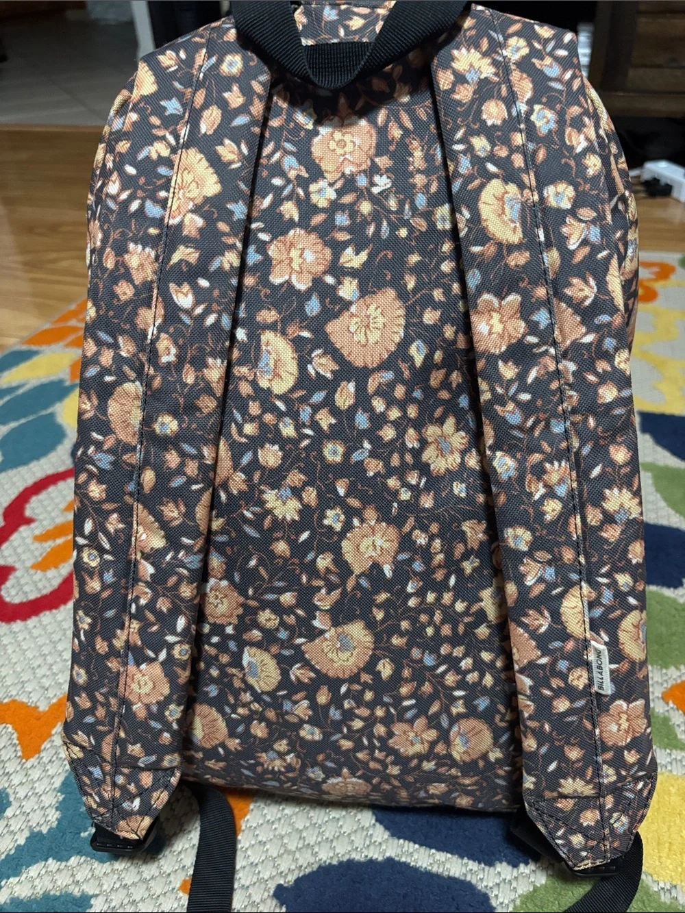 Billabong Floral Print Backpack - Brown, Tan, Blue regular school size